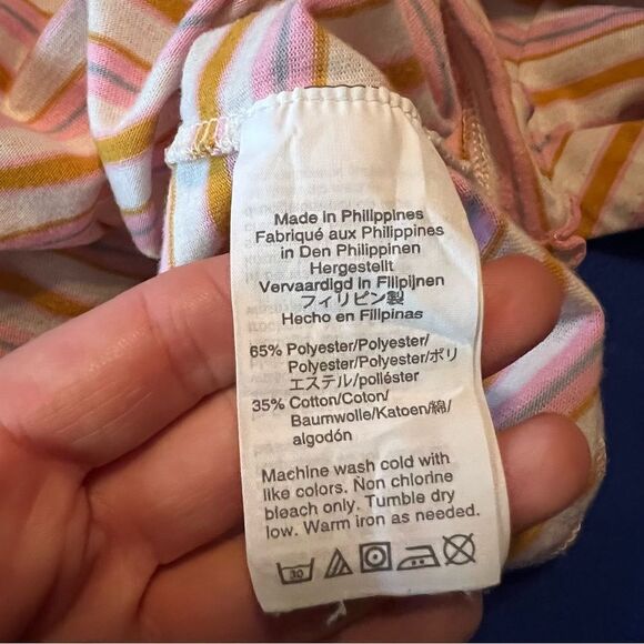 Madewell stripped ruffle long sleeve cropped shirt - Picture 7 of 14